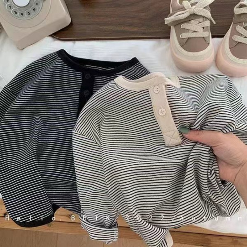 Baby Girl Clothing Zara - 子供用長袖ストライプTシャツ,温かみのあるボトムス,シンプルなトップス,韓国スタイル,春と秋