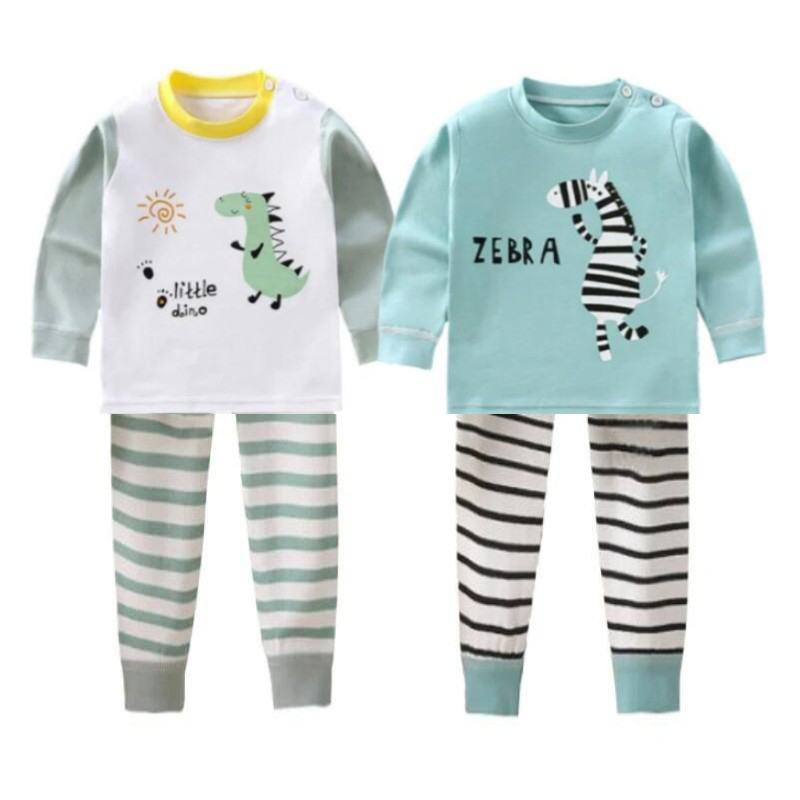 Baby Zebra Clothing - キッズトップス+パンツ2ピース服セット綿パジャマ漫画ゼブラ恐竜秋ベビー男の子女の子下着カジュアルスーツ1-6歳