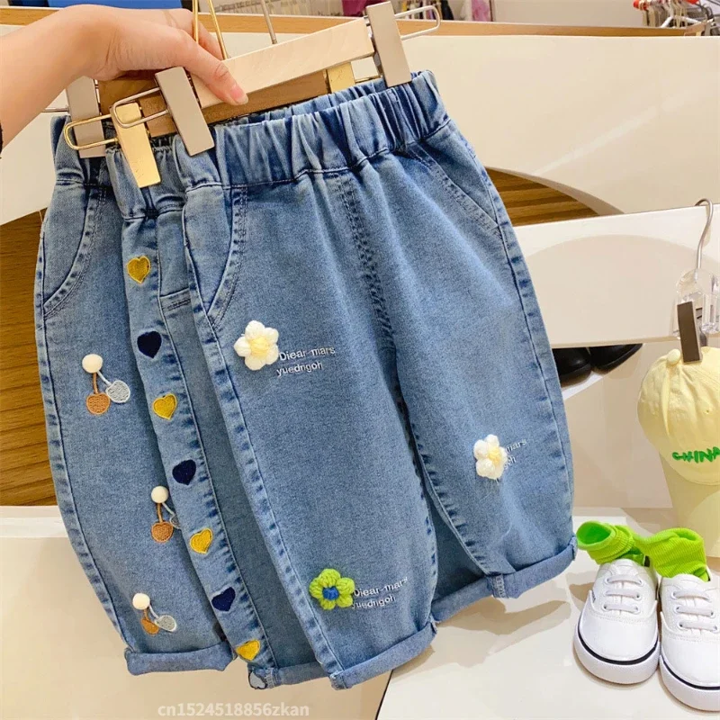 Baby Girl Clothing Zara - 刺繍フラワーガールジーンズベビーボーイキッズジーンズガールパンツ Daduhey ワイドレッグパンツハーレムズボン服ボトムス