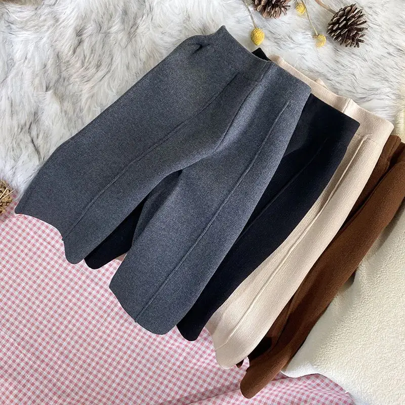 Baby Girl Clothing Zara - 秋冬子供の肥厚ニットストレートパンツ女の子カジュアルワイドレッグパンツ女性ベビーアウターウェア