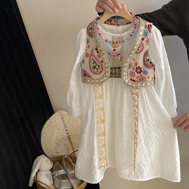 Baby Girl Clothing Zara - 女の子のためのナショナルスタイルのドレスセット,子供のためのプリントベスト,エスニックスタイル,新しい,春,夏,2個,2020, 120-170cm
