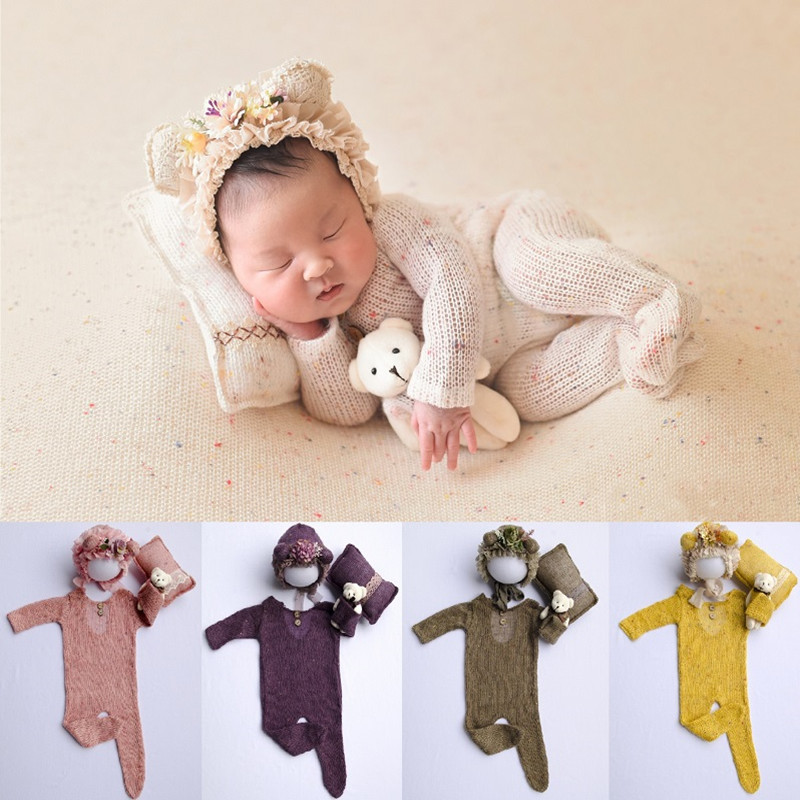 Baby Clothing Newborn - 新生児の写真撮影の小道具新生児少年少女ロンパース帽子ベビーロンパースボディスーツ衣装写真撮影の小道具服