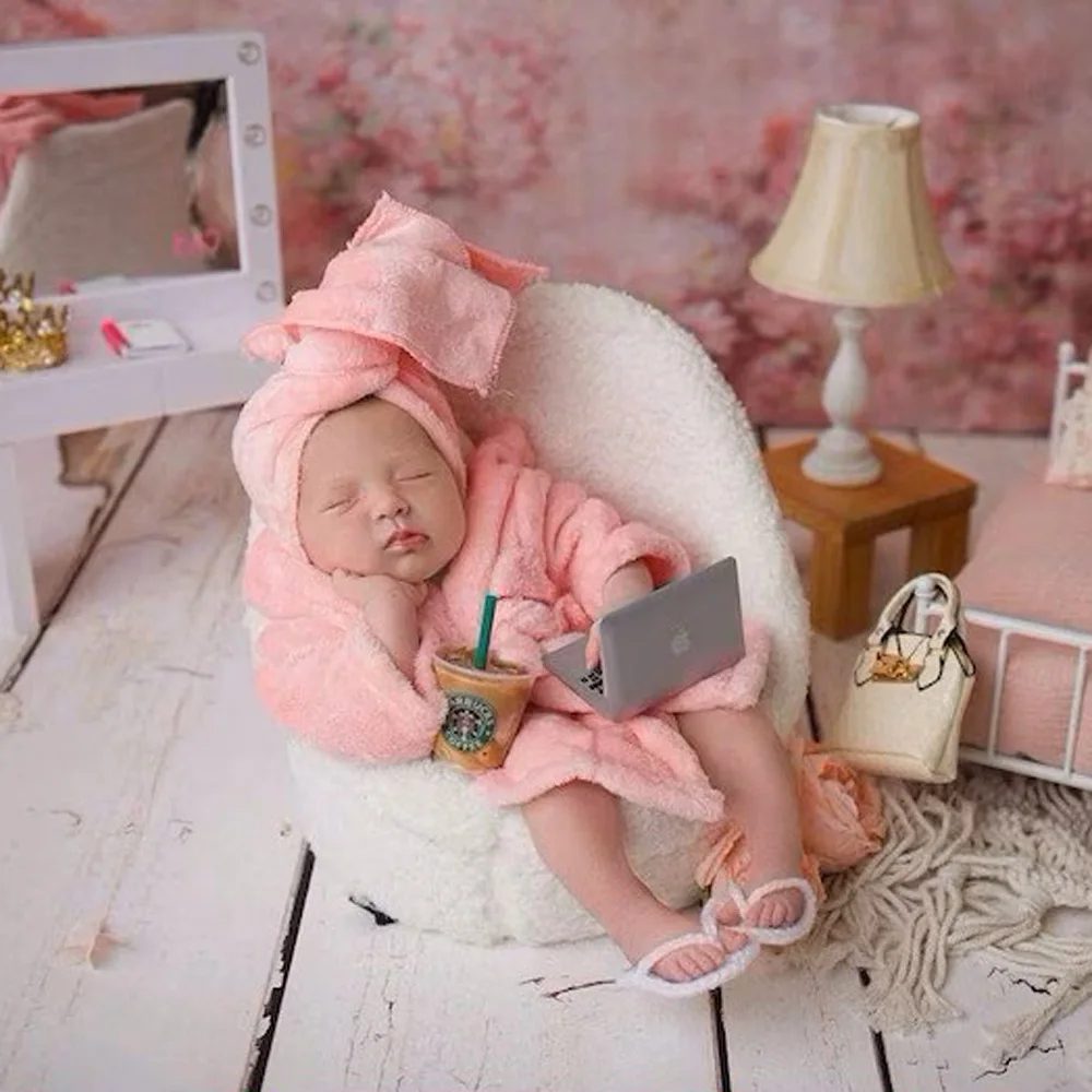 Baby Clothing Newborn - 新生児の写真撮影プロップソフトフリーススカーフバスローブスリッパ 3 個 Fotografia 衣装撮影写真撮影小道具服