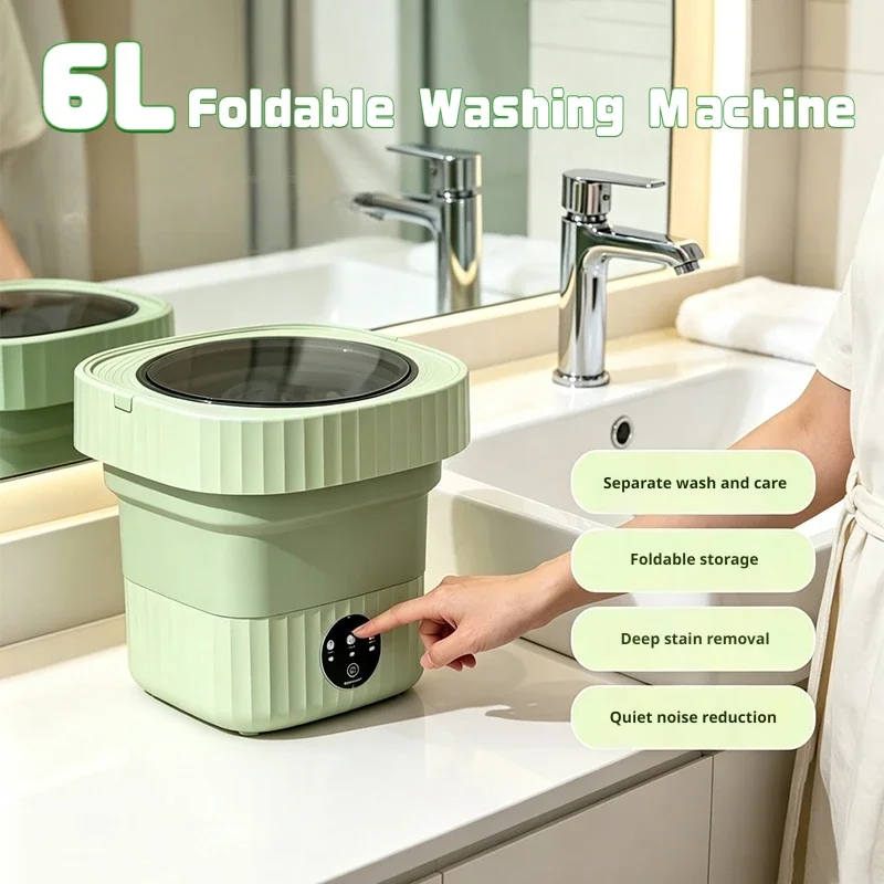 Baby Clothing Washing Machine - 6L折りたたみ式ポータブル洗濯機 ミニ洗濯機 下着、靴下、ベビー服の洗濯に最適 スマートタイマー機能付き 自宅、寮、旅行、キャンプでの使用に最適