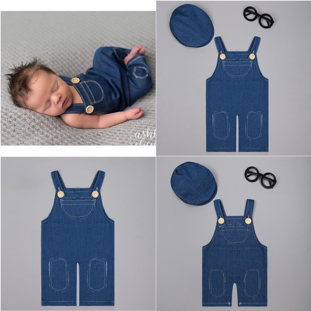 ❤️ 新生児写真撮影服デニムオーバーオールスタジオベビーボー - Baby Clothing Gifts のレビューと価格