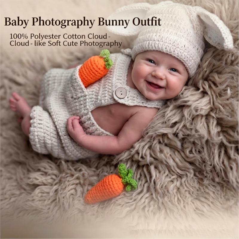 かぎ針編みニット新生児写真撮影小道具服ウサギテーマベビーロン - Baby Clothing Newborn のレビューと価格