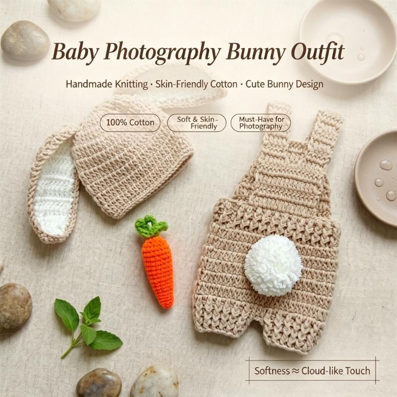 かぎ針編みニット新生児写真撮影小道具服ウサギテーマベビーロン - Baby Clothing Newborn のレビューと価格