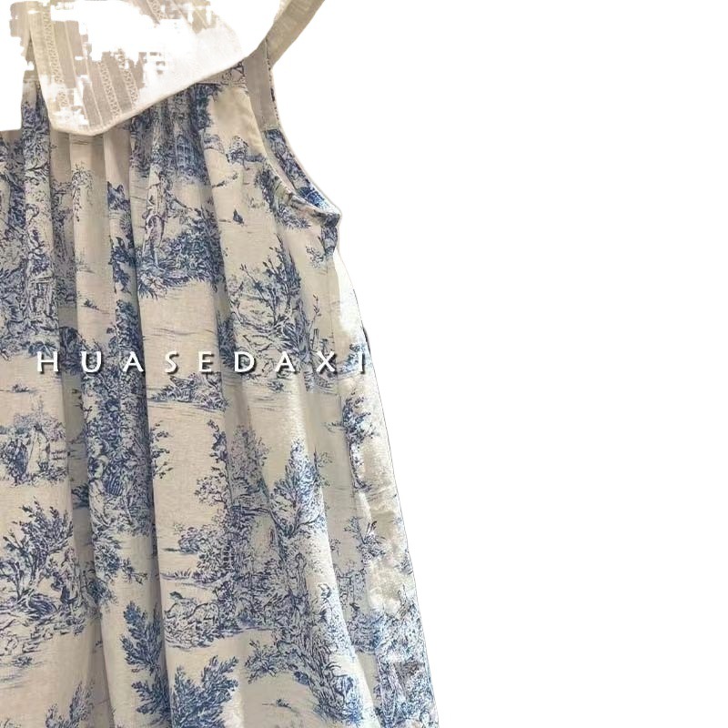 女の子用ワンピース レトロ蓮の葉襟水墨画タンクトップスカート - Baby Girl Clothing Zara のレビューと価格