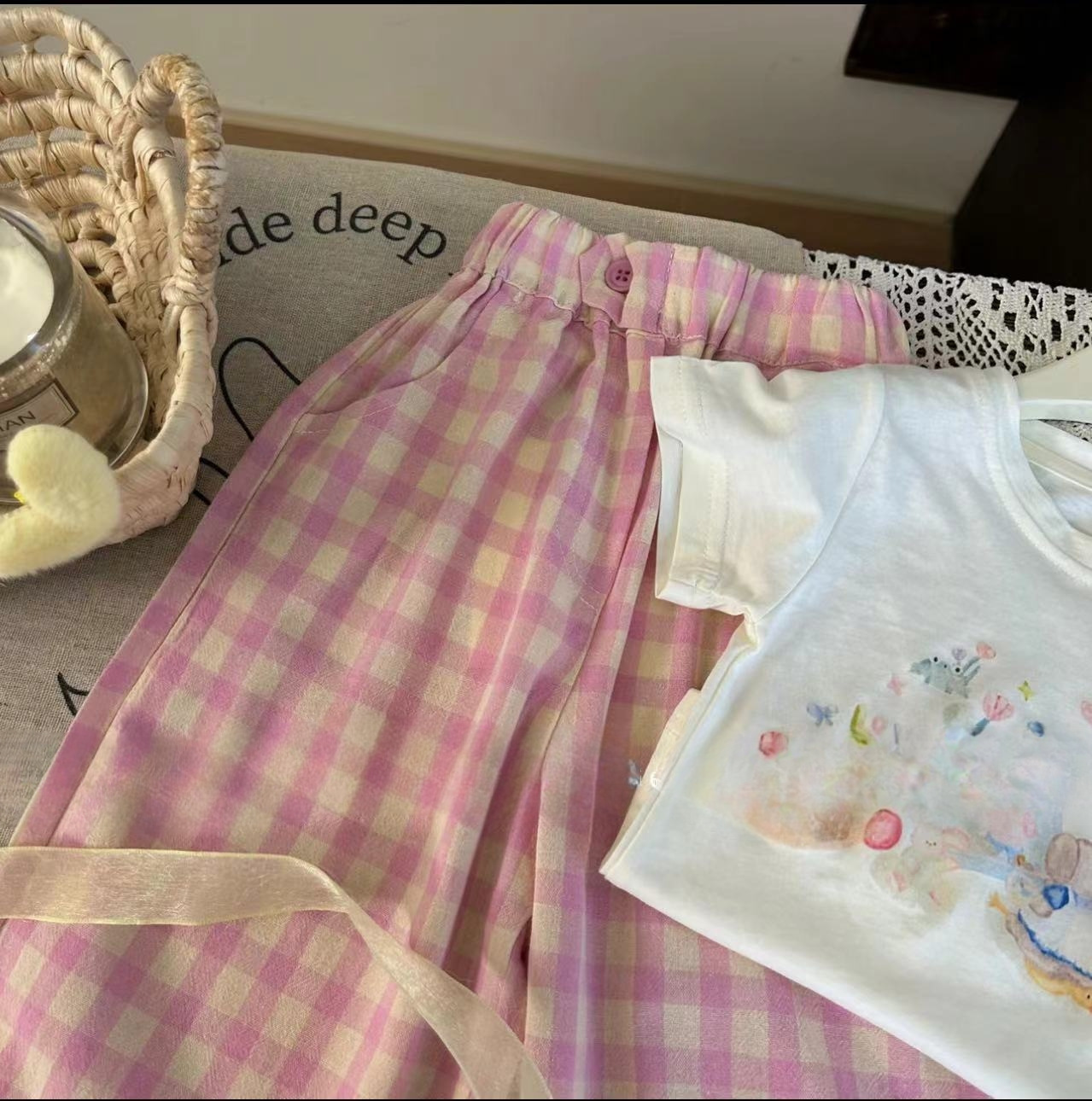 子供用動物プリント衣類セット,半袖トップス,ワイドレッグパン - Baby Girl Clothing Zara のレビューと価格