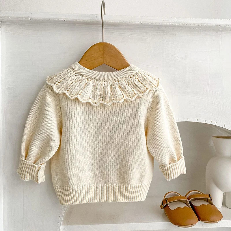 秋のカーディガン多用途ガールベビー子供花刺繍蓮の葉の襟ニット - Baby Girl Clothing Zara のレビューと価格