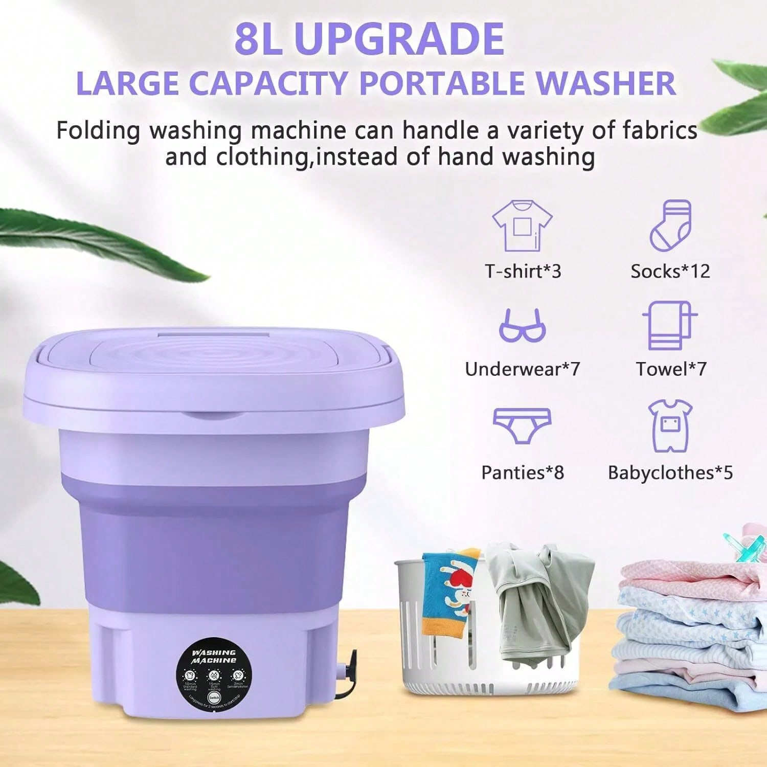 8Lポータブル洗濯機 ミニ洗濯機 折りたたみ式小型洗濯機 脱 - Baby Clothing Washing Machine のレビューと価格
