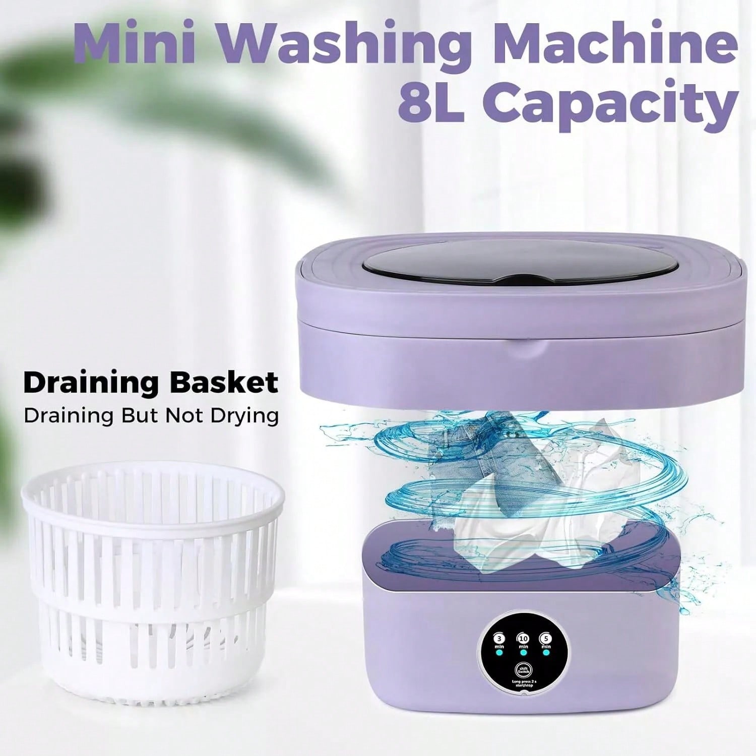 8Lポータブル洗濯機 ミニ洗濯機 折りたたみ式小型洗濯機 脱 - Baby Clothing Washing Machine のレビューと価格